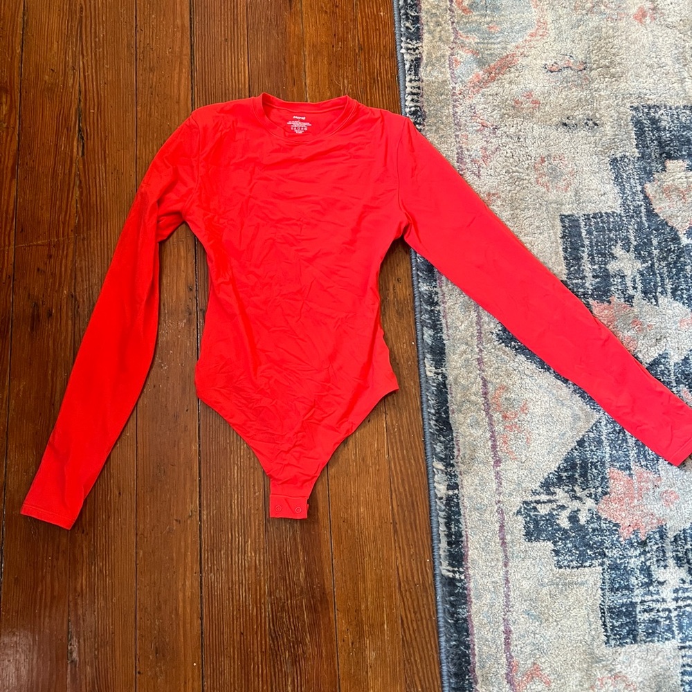 Skims Red Long Sleeve Bodysuit